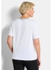 GOLDNER Kurzgröße:  Baumwollshirt mit edler Stickerei in weiß