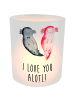 Mr. & Mrs. Panda Glas Windlicht Axolotl Liebe mit Spruch in Transparent