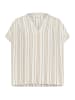 Kaffe Kurzarm-Bluse KAmilia Loose fit in Chalk / Chinchilla Stripe