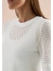 Cecil T-Shirt mit Rundhals in Ajour-Optik in Vanilla White