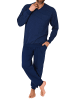 NORMANN Schlafanzug langarm Pyjama BündchenStreifen - 78034 in marine