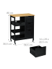 relaxdays Küchenwagen Schwarz/ Natur - (B)68,5 x (H)85 x (T)38,5 cm