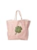 Rice Raffia Shopping Tasche Karriert in rosa