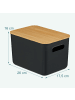 relaxdays 4 x Aufbewahrungsbox in Schwarz/ Natur – (B)26 x (H)16 x (T)17,5 cm