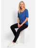 GOLDNER Viskoseshirt im Leo Look in blau / gemustert