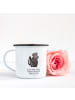 Mr. & Mrs. Panda Emaille Tasse Stinktier  mit Spruch in Weiß