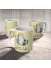 Mr. & Mrs. Panda Geschenktasse Katze König mit Spruch in Gelb Pastell