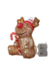 MARELIDA LED Rentier mit Zuckerstange Acrylfigur Elch H: 24cm in braun