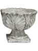 AltoBelli Blumentopf VERONA auf Fuß mit Blatt Muster Creme Zement 22x19 cm