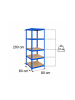 relaxdays Schwerlastregal in Blau/ Braun - (B)80 x (H)200 x (T)60 cm