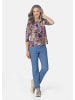 GOLDNER Kurzgröße:  Gemustertes Poloshirt mit 3/4-Arm in vanille / lila / gemustert