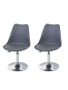 MCW 2er-Set Drehstuhl Vaasa T501, Dunkelgrau, Chromfuß