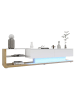 ABRIHOME LED-TV-Schrank 170cm– Hochglanz Weiß & Holzoptik,mit Glaselementen