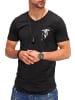 Jack & Jones T-Shirt - JJJORCHINTEE mit Print V-Neck in Schwarz-Weiß