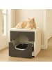relaxdays Katzenschrank in Weiß/ Grau - (B)50 x (H)57 x (T)60 cm