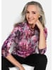GOLDNER Langarm Jersey-Shirt mit Allover-Druck in beere / gemustert