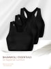 Yenita® Bustier 3er Set Sports-Collection mit breiten Trägern in schwarz