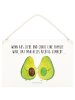Mr. & Mrs. Panda Wandbild Holz Avocado Pärchen mit Spruch in Weiß