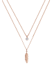 Elli Halskette 925 Sterling Silber Boho, Feder in Rosegold