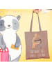 Mr. & Mrs. Panda Tote Bag Sei du Mutig mit Spruch in Braun Pastell