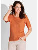 GOLDNER Kurzgröße:  Shirt Shirt in orange / cremeweiß / gemustert