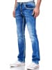 Rusty Neal Jeans Hose "LEVIN" mit Neon Grüner Kontrast-Naht  in Blau