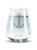 Mr. & Mrs. Panda Gravur Glas Anker Blau ohne Spruch in Transparent