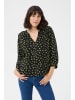Kaffe Langarm-Bluse KAemine Loose fit in Black/Green Lettuce Ditzy