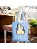 Mr. & Mrs. Panda Strandtasche Pinguin umarmen mit Spruch in Sky Blue