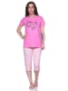 NORMANN Capri Schlafanzug Capri Pyjama HerzchenMuster in pink