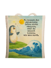 Mr. & Mrs. Panda Schultertasche Pinguin Surfer Design mit Spruch in Weiß