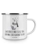 Mr. & Mrs. Panda Camping Emaille Tasse Klarinette Geheimnis mit ... in Weiß