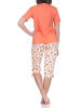 NORMANN Kurzarm Capri Schlafanzug Shorty Übergröße Pfirsich in orange