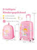 COSTWAY 2 teiliger Kinderkoffer+ Rucksack in Rosa