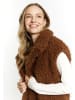 DreiMaster Vintage Damen Lange Weste Aus Fellimitat in Braun