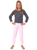 NORMANN Frottee Pyjama langarm Schlafanzug Bündchen Streifen - 50630 in rosa