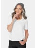 GOLDNER Kurzgröße:  Jerseyshirt mit Rundhals in weiß / eisblau / dahlie