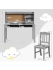 COSTWAY Kinderschreibtisch Set mit Pinnwand in Grau