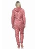 NORMANN Jumpsuit Schlafanzug Overall Coralfleece Tupfen Punkte in rosa