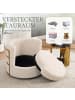 ABRIHOME Drehsessel in Beige Cord 360° drehbar mit Stauraum