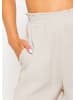 SASSYCLASSY Musselin Hose mit weitem Bein in Beige