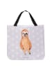 Mr. & Mrs. Panda Schultertasche Faultier Zufrieden ohne Spruch in Grau Pastell