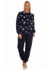 NORMANN Coralfleece Pyjama langarm Bündchen und Sternen - 58389 in marine