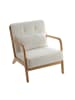 Home Nature Wohnkonzept Lounge-Sessel aus Teddyplüsch mit Kissen in Weiß & Naturholz 75x65x74 cm