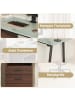 ABRIHOME Schreibtisch in Braun 130x50x75 cm mit Glasplatte 3 Schubladen Milchglas