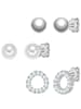 Yokoamii Set (Ohrringe 3er) aus Messing mit Zirkonia Perle (synth.) in silber
