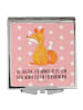 Mr. & Mrs. Panda Kosmetikspiegel Einhorn Fuchs mit Spruch in Rot Pastell