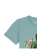 wat? Apparel T-Shirt T-Rex Fahrrad in Teal Monstera