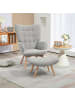 HOMCOM Ohrensessel mit Hocker in Grau 80L x 72B x 101H cm
