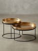 KADIMA DESIGN Couchtisch 2er Set / Schwarz Metall Hammerschlag Satztisch Rund, in Gold